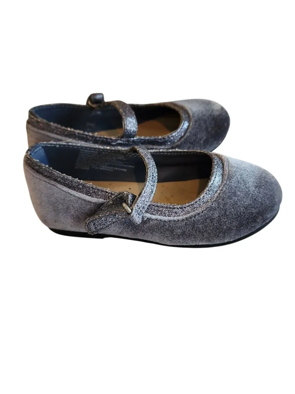 Gymboree Winter Star Gray Velvet Flats Mary Janes Girls size 6